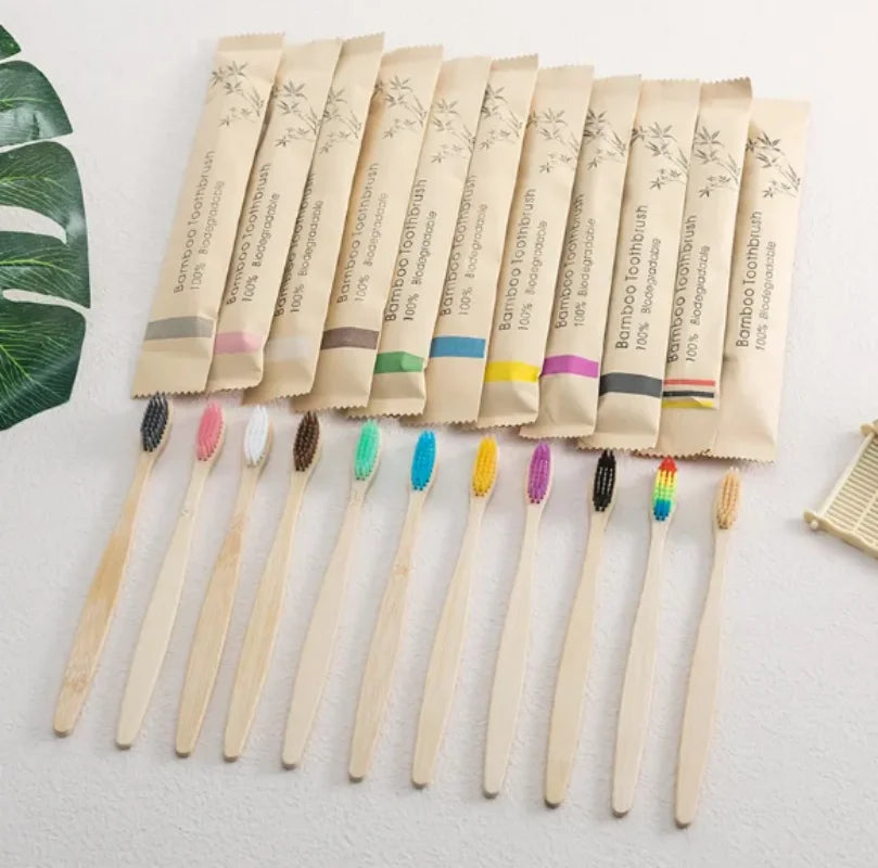 Eco-Friendly Bamboo Toothbrush Set of 10