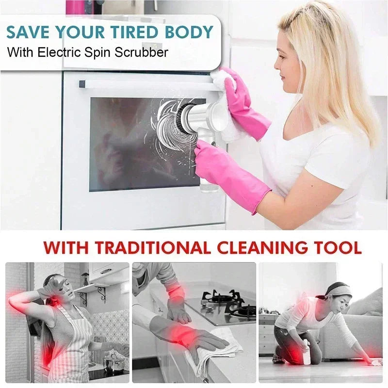 Spin Scrubber with 5 Replaceable Brush Heads
