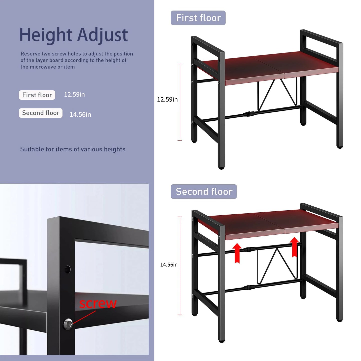 Adjustable Microwave Shelf Organizer