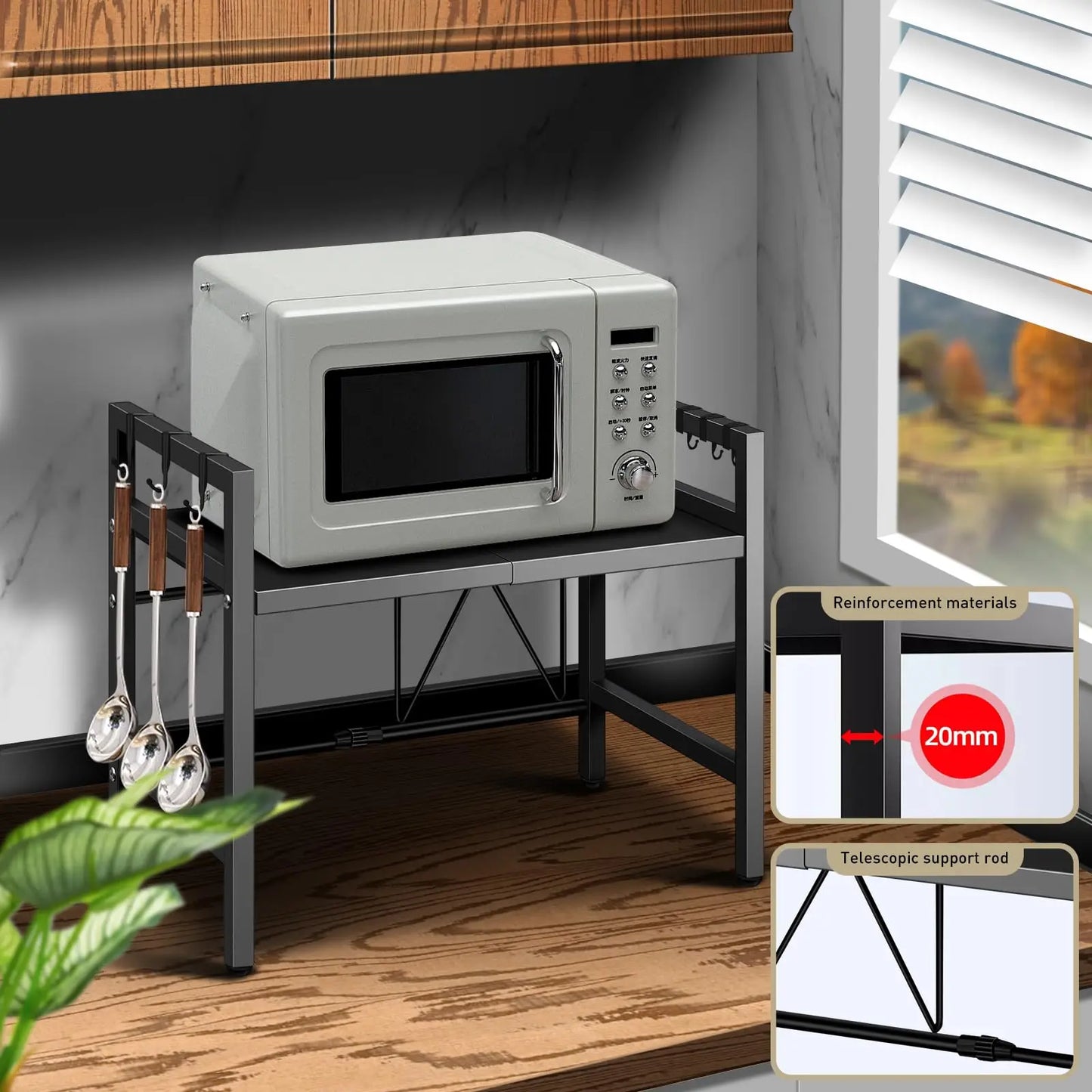 Adjustable Microwave Shelf Organizer