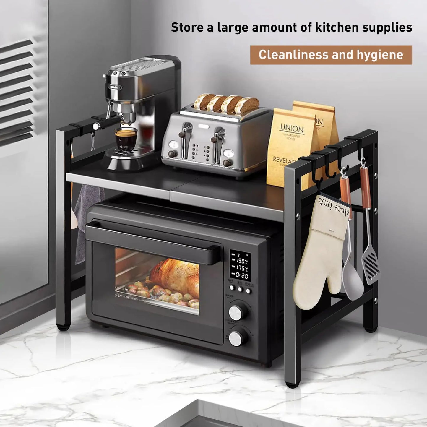 Adjustable Microwave Shelf Organizer